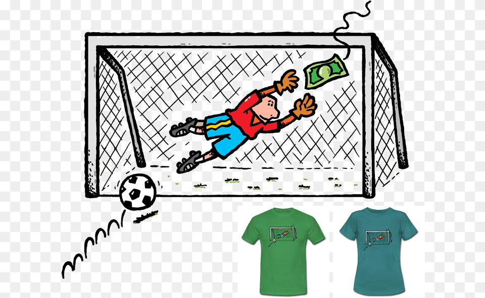 Goal Clipart Football Net Football Goal Cartoon, T-shirt, Ball, Clothing, Sport Png Image