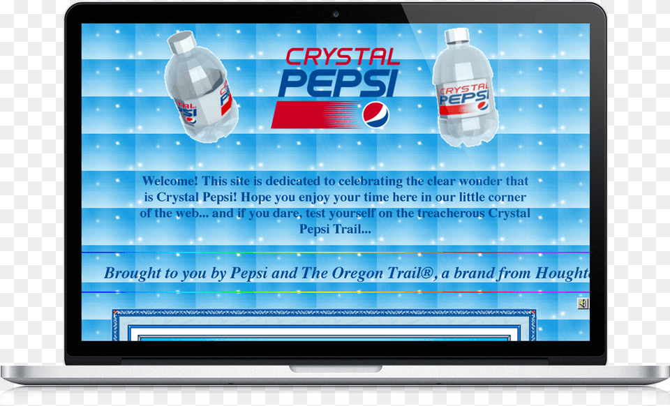 Goal Is To Make The User Familiar With The Brand Crystal Pepsi, Advertisement, Screen, Monitor, Hardware Png
