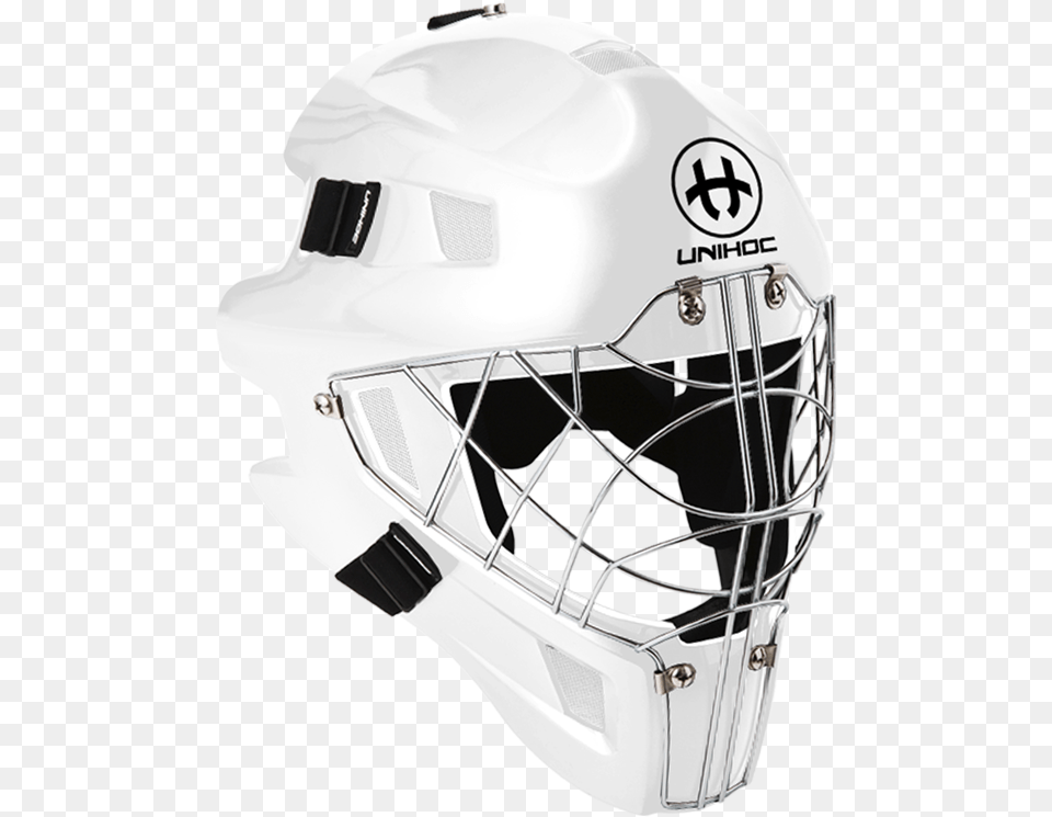 Goalie Mask Unihoc Optima 66 All White Mlvaktshjlm Innebandy, Crash Helmet, Helmet, Clothing, Hardhat Png Image