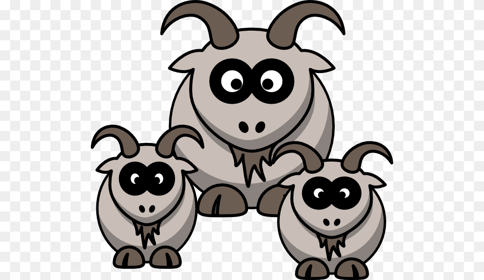 Goat Clipart Three 3 Cartoon Goats, Animal, Bear, Mammal, Wildlife Png