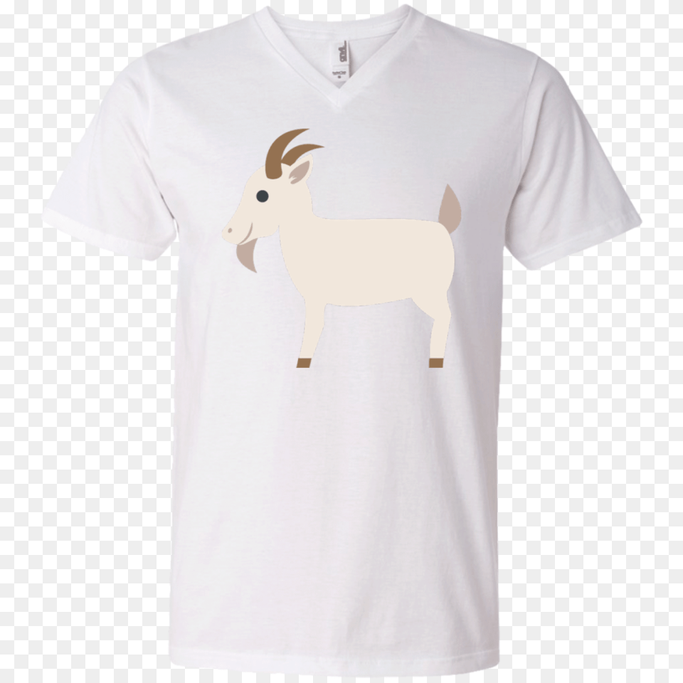 Goat Emoji Mens V Neck T Shirt That Merch Store, Clothing, T-shirt, Livestock, Animal Free Transparent Png