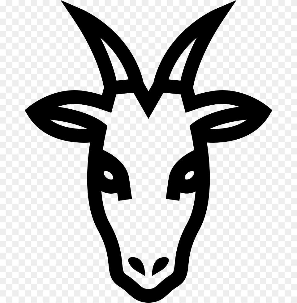 Goat Head Frontal Outline Comments Goat Head, Stencil, Livestock, Bow, Weapon Free Png