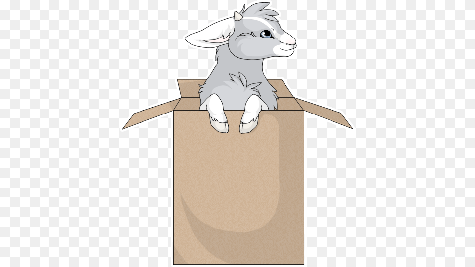 Goat In A Box, Cardboard, Carton, Animal, Mammal Png Image