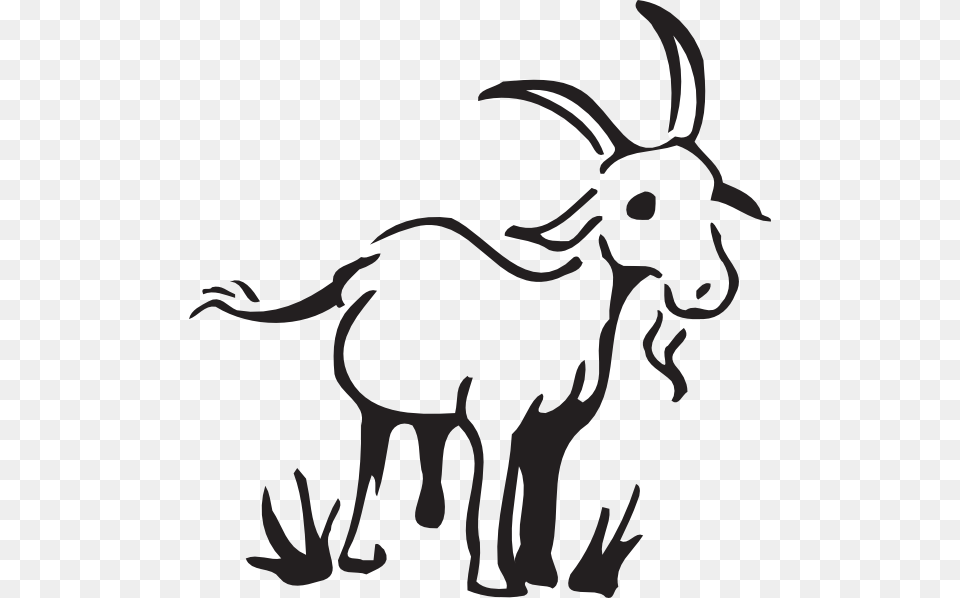 Goat In The Grass Clip Art At Clker Goat Clip Art Black And White, Animal, Mammal, Kangaroo, Livestock Free Png Download