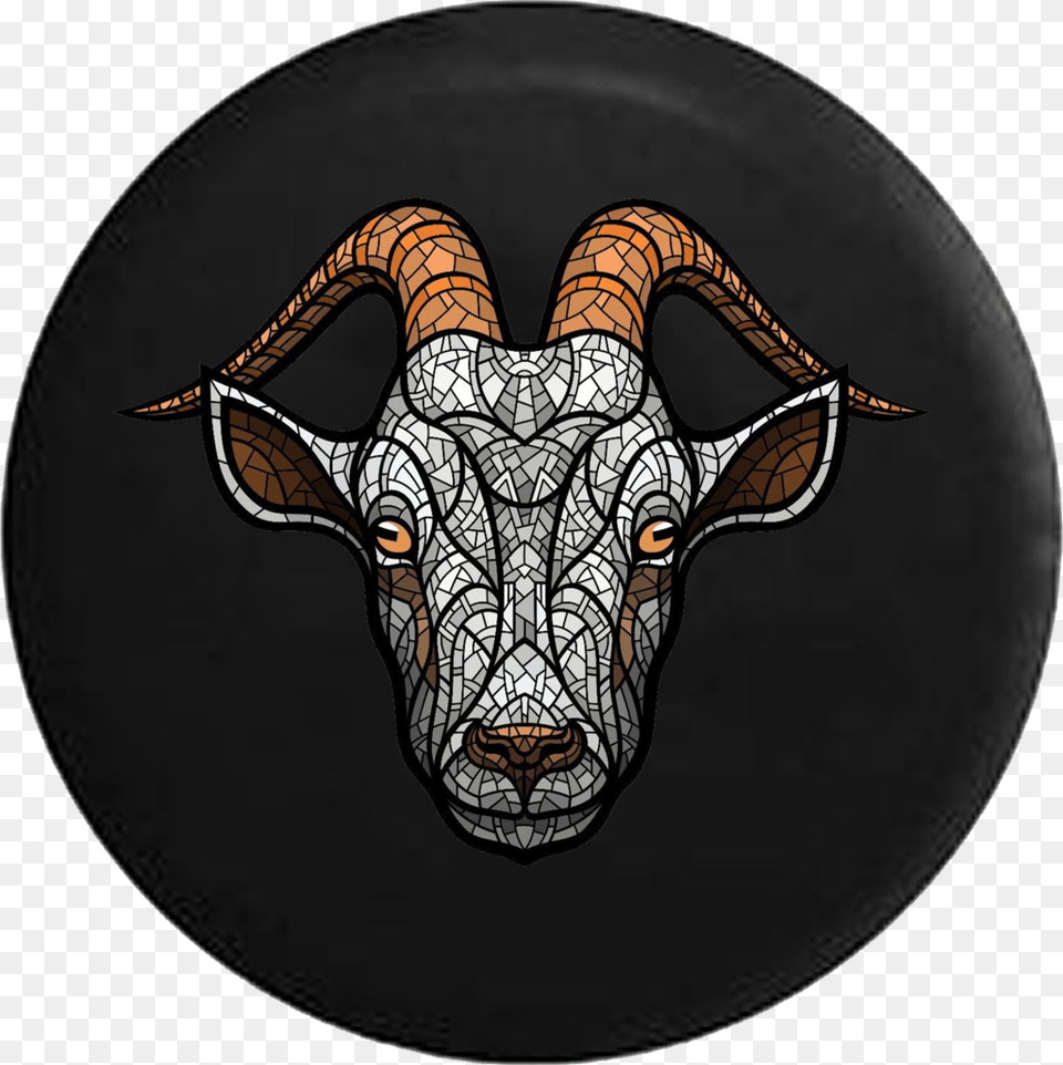 Goat Mosaic Stained Glass Jeep Camper Spare Tire Cover Goat, Photography, Livestock, Food, Meal Png