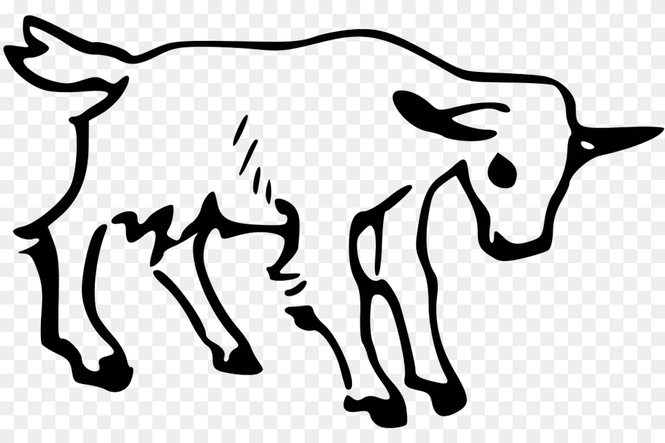 Goat Outline Clip Art Vector, Animal, Bull, Mammal, Silhouette Free Png Download
