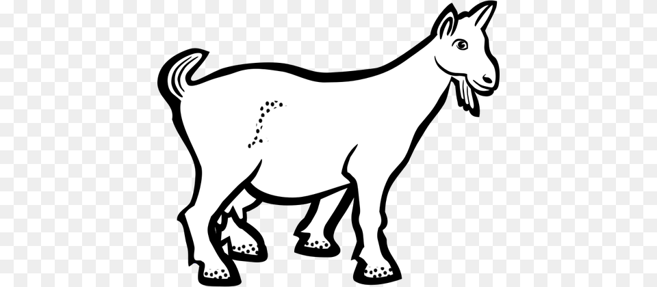 Goat With Freckles Black And White Illustration, Animal, Kangaroo, Mammal, Livestock Free Png