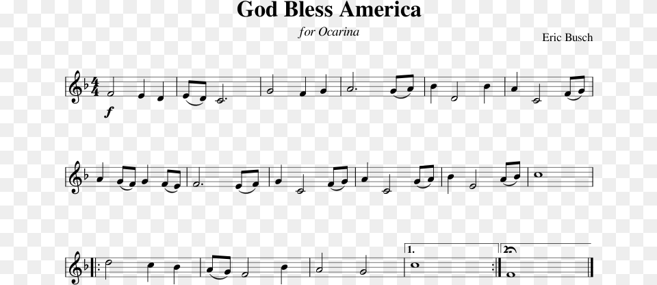 God Bless America Sheet Music Composed By Eric Busch Splatoon Music For Trumpet, Gray Png