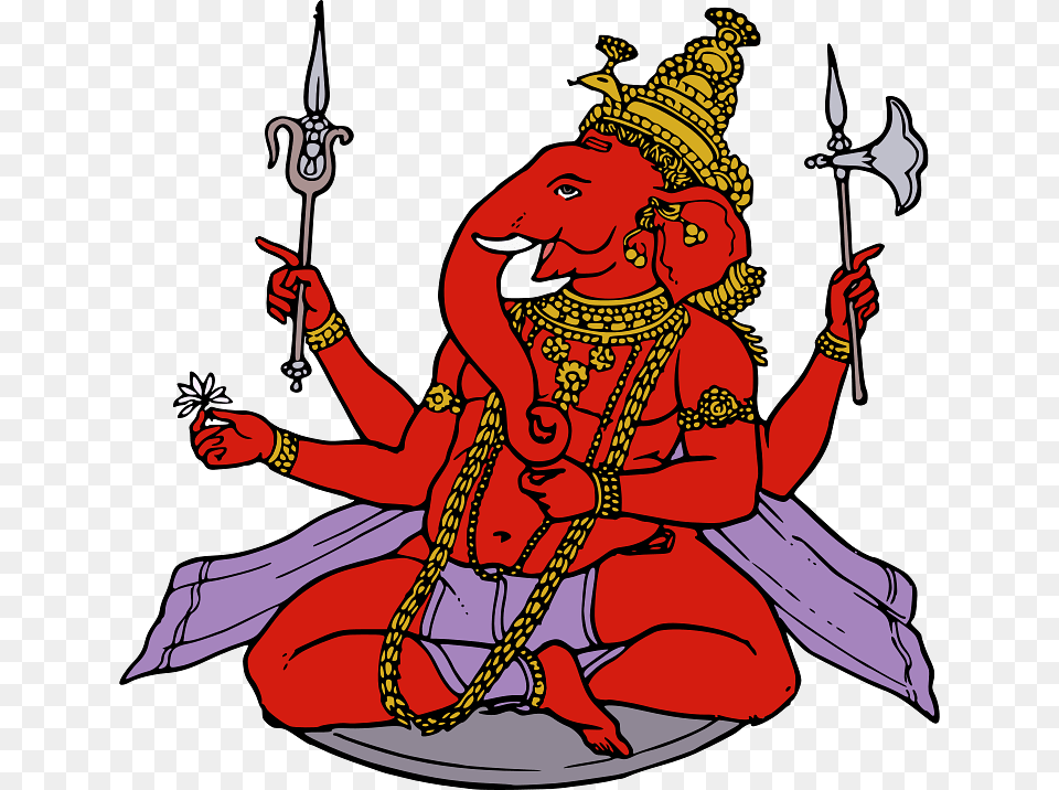 God Ganesh Coloured Image, Baby, Person, Weapon, Art Free Png