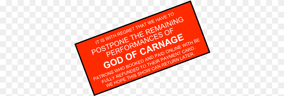 God Of Carnage O2, Text, Paper, Advertisement, Business Card Free Png