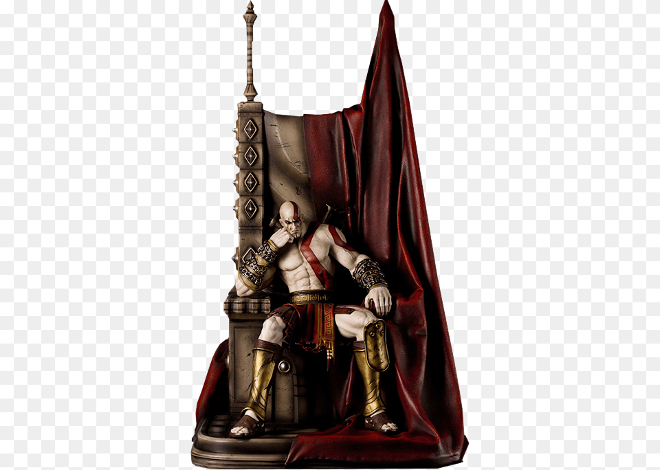 God Of War God Of War Kratos On Throne Statue, Furniture, Person Free Transparent Png
