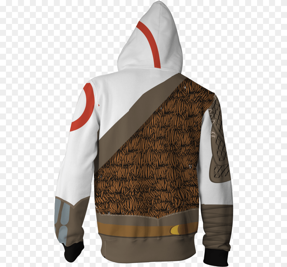 God Of War Kratos Cosplay Zip Up Hoodie Jacket Fullprinted Hood, Clothing, Coat, Knitwear, Sweater Free Transparent Png