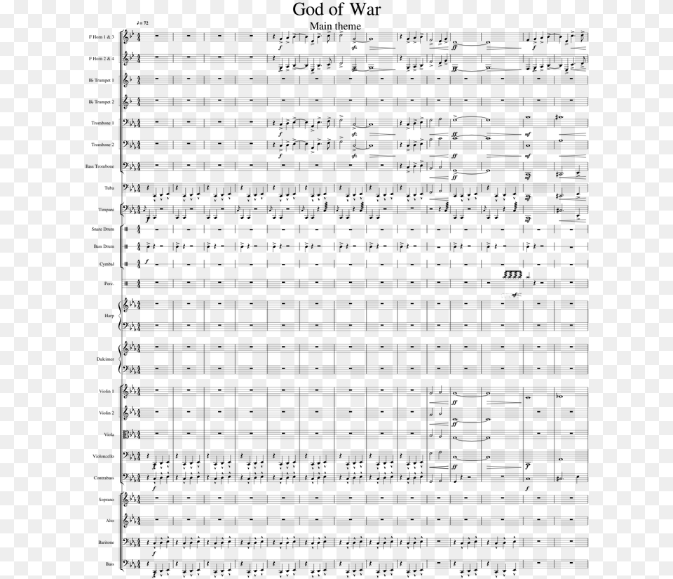 God Of War Theme Notes, Gray Free Png