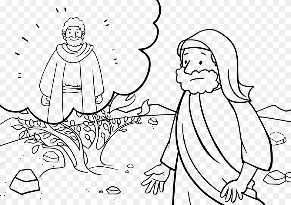God Talk To Moses Coloring Pages Moses Speaking With God Colouring, Gray Free Png Download