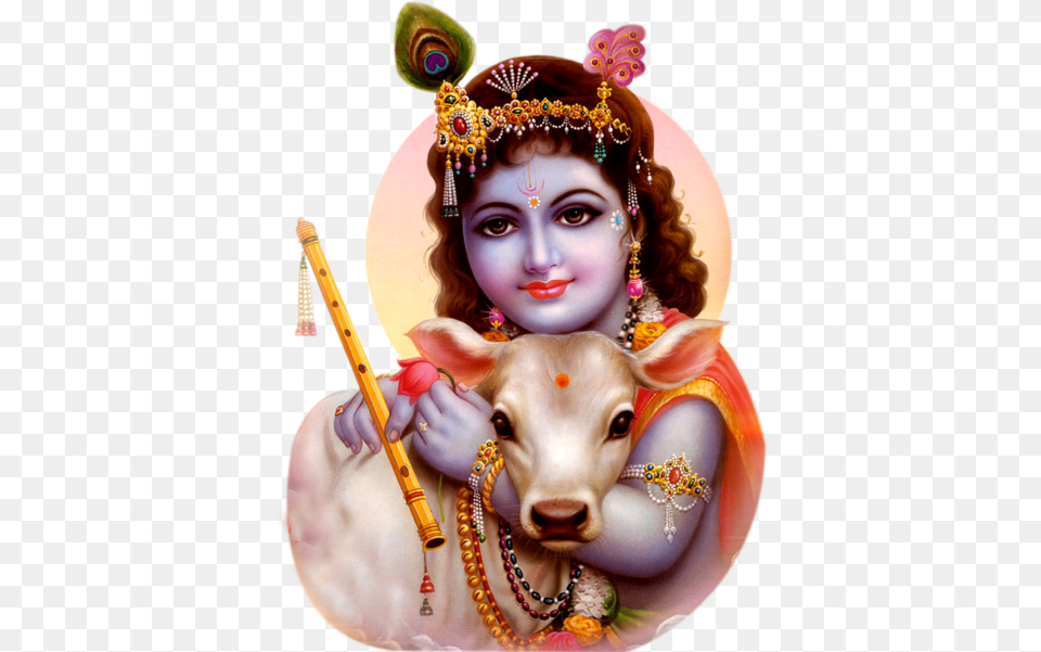 God Transparent Images Lord Krishna With Calf, Adult, Bride, Female, Person Free Png Download