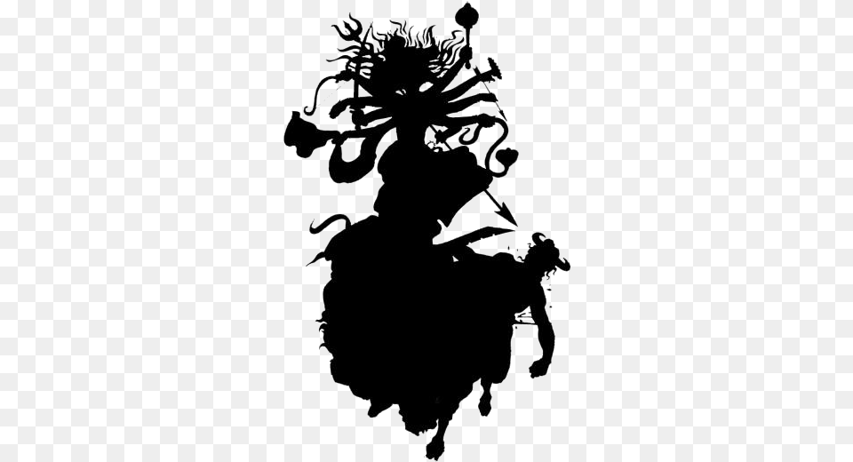 Goddess Durga Images Goddess Durga While Killing Mahishasura, Silhouette, Stencil Png