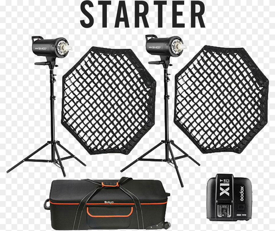 Godox Starter 800w 2x Sk400ii Studio Flash Lighting Kit Godox, Tripod, Electrical Device, Microphone, Cushion Free Png Download