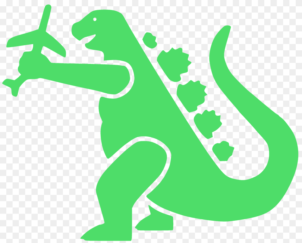 Godzilla Eats Plane Silhouette, Animal, Gecko, Lizard, Reptile Png Image