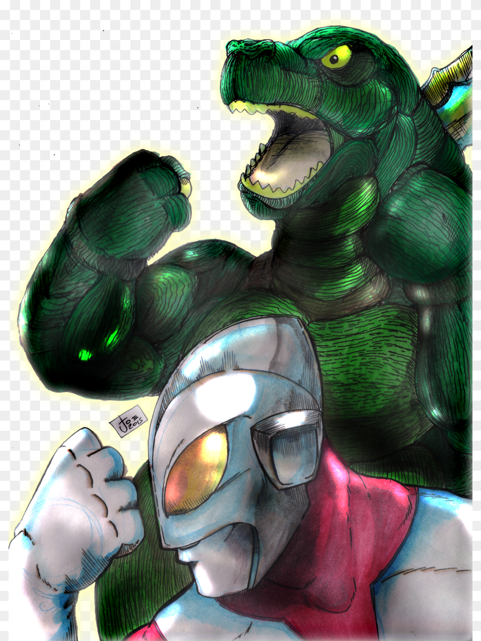 Godzilla Versus Ultraman Hand Colored Illustration, Baby, Person, Face, Head Free Transparent Png