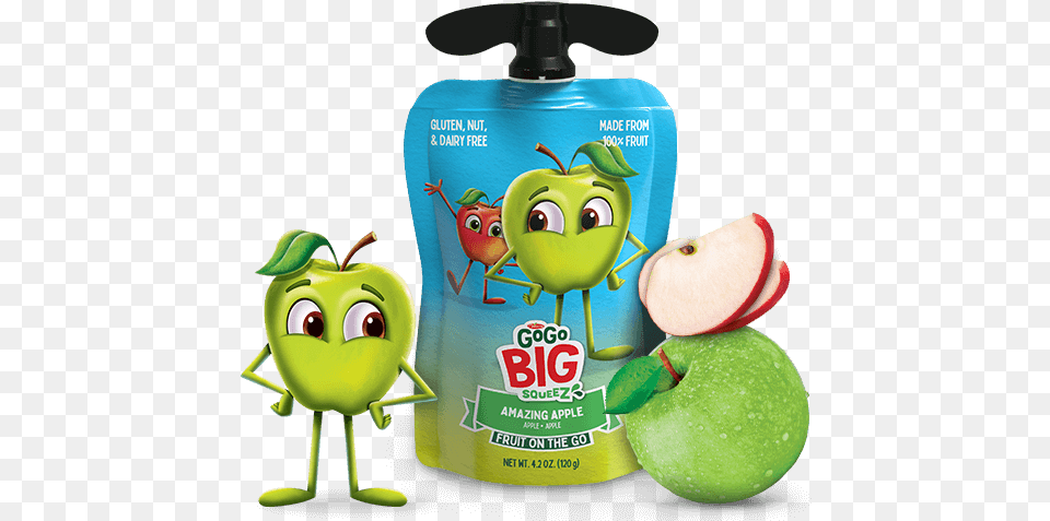 Gogo Big Squeez Amazing Apple 100 Fruit In A Bigger Pouch Gogo Squeez Big Pear And Strawberry, Bottle, Food, Plant, Produce Png