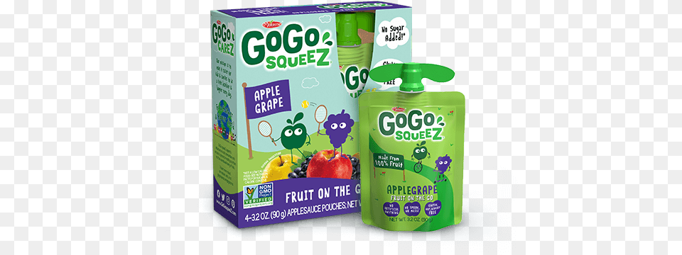 Gogo Squeez Applegrape Squeezable Grape Applesauce 100 Apple Cinnamon Go Go Squeeze, Beverage, Juice, Food, Fruit Png