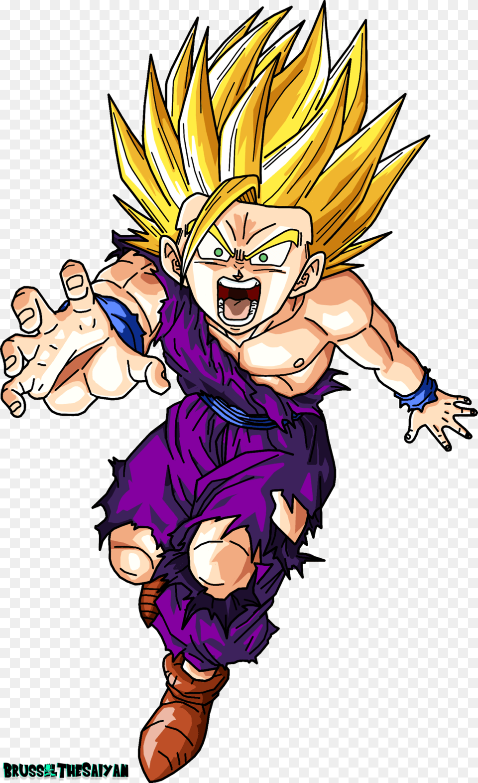 Gohan Super Saiyan 2 Transparent Amp Clipart Teen Gohan Ssj, Book, Comics, Publication, Baby Free Png