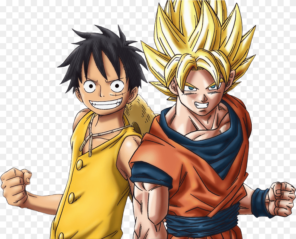 Goku And Luffy Dragon Ball Z Fan Art Fanpop Goku And Luffy, Publication, Book, Comics, Adult Png