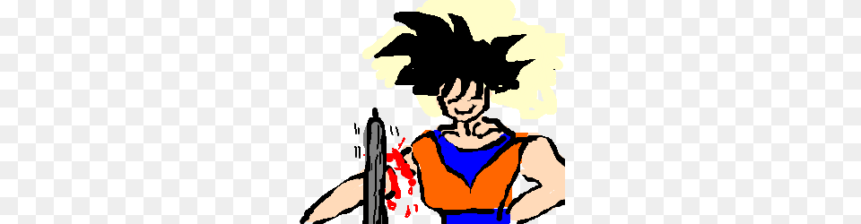 Goku Gets His Arm Chopped Off Smiles About It Drawing, Person, Book, Comics, Publication Free Png Download