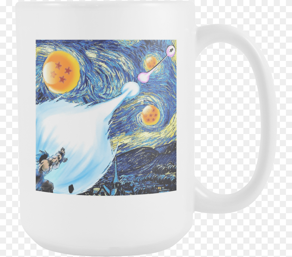 Goku Kamehameha Vs Vegeta Galick Gun Van Gogh Style Mug, Cup, Beverage, Coffee, Coffee Cup Png Image