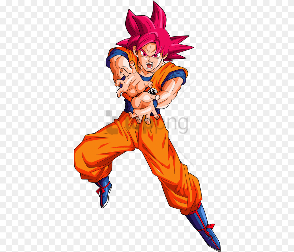 Goku Ssj Dios Rojo Kamehameha Image With Goku Ssj God, Publication, Book, Comics, Person Free Png Download