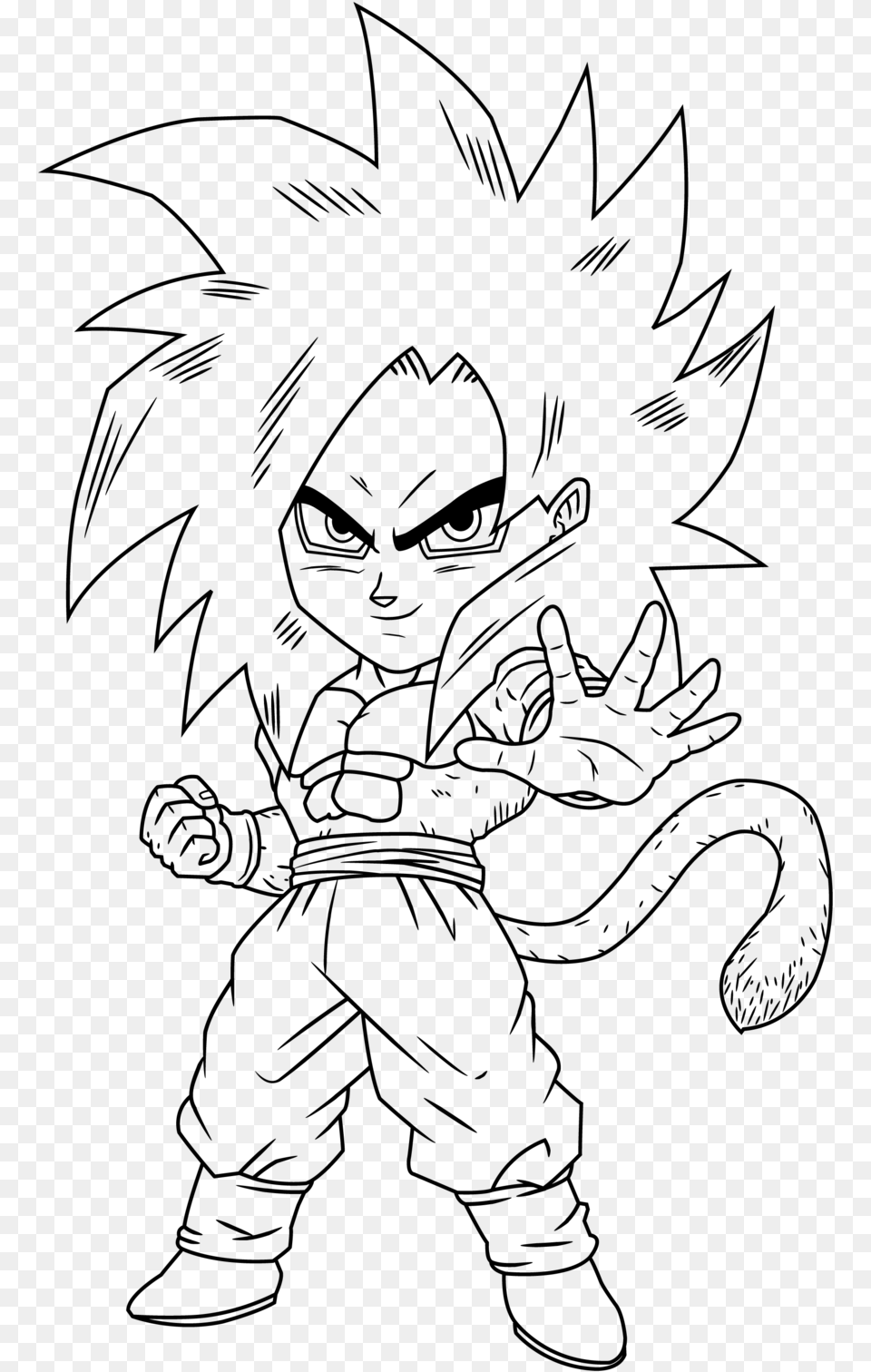 Goku Ssj4 Coloring Pages Goku Chibi Coloring Pages, Gray Png