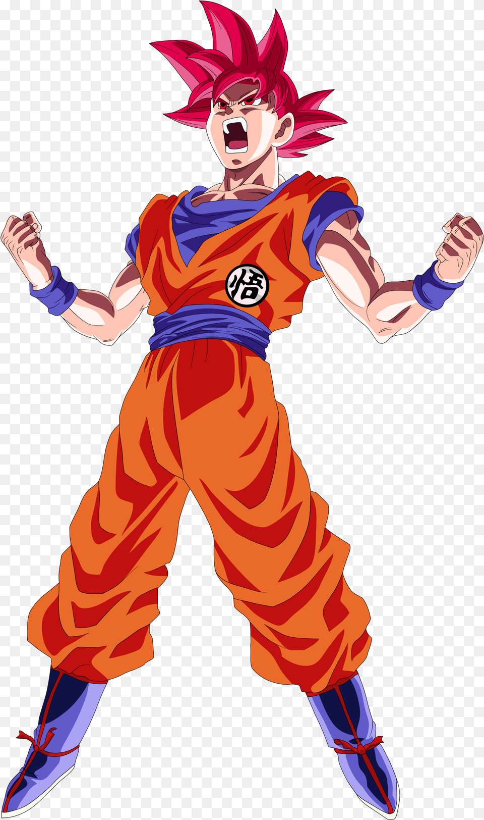 Goku Super Saiyan God Red Drawing Super Saiyan God Goku Power Up, Book, Person, Costume, Comics Png Image