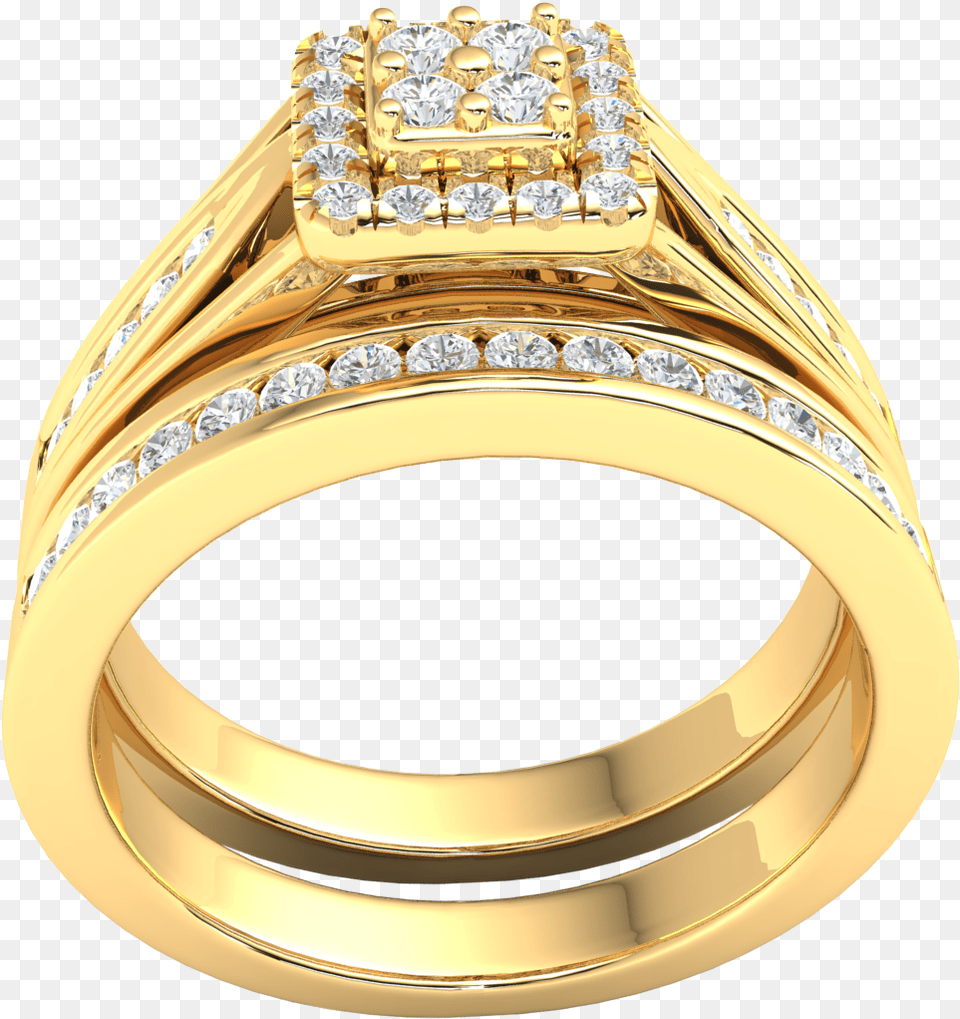 Gold 0 5ct Round Diamond Engagement Rings Set For Engagement Ring, Accessories, Jewelry, Gemstone Png Image