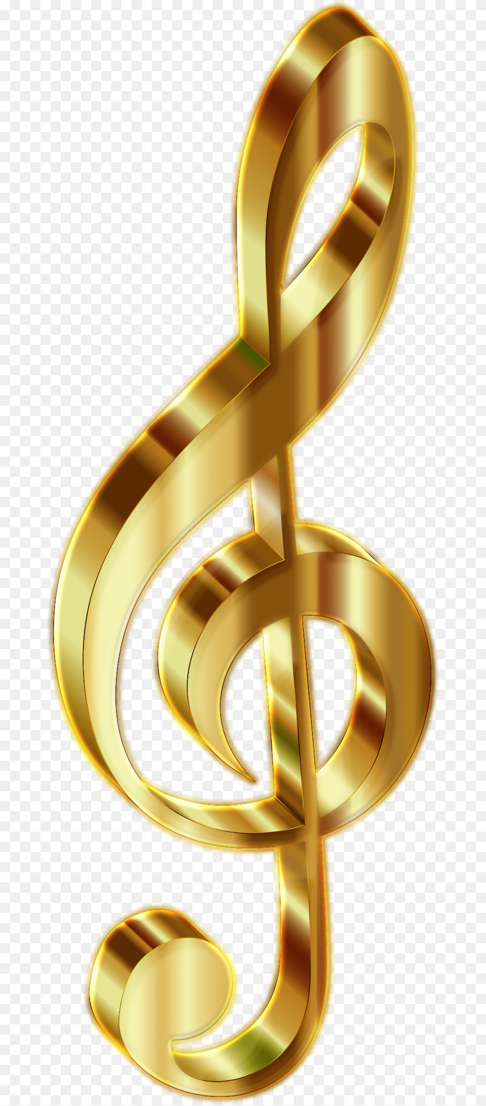 Gold 3d Clef 2 Enhanced No Background Clip Arts Gold Music Note, Alphabet, Ampersand, Symbol, Text Free Png