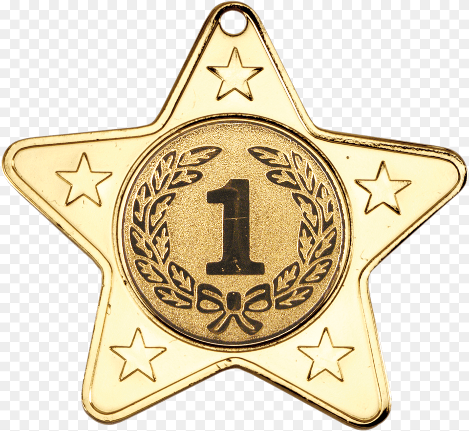 Gold 50mm Star Shaped Medal Star Shaped Medal, Badge, Logo, Symbol, Accessories Png
