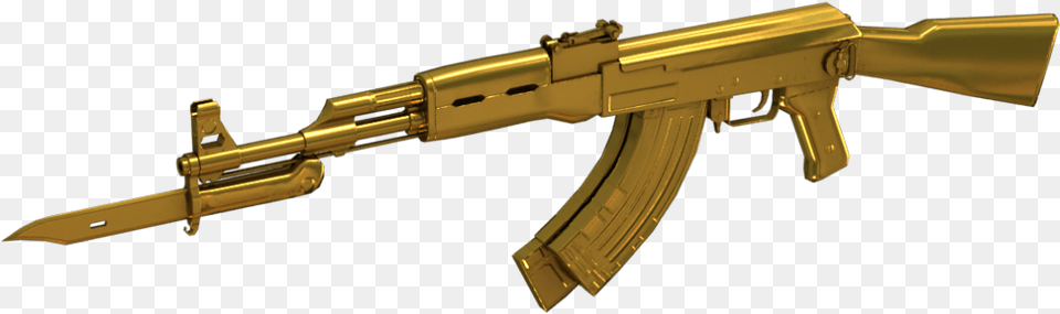 Gold Ak 47 Ak 47 Gold, Firearm, Gun, Rifle, Weapon Free Png