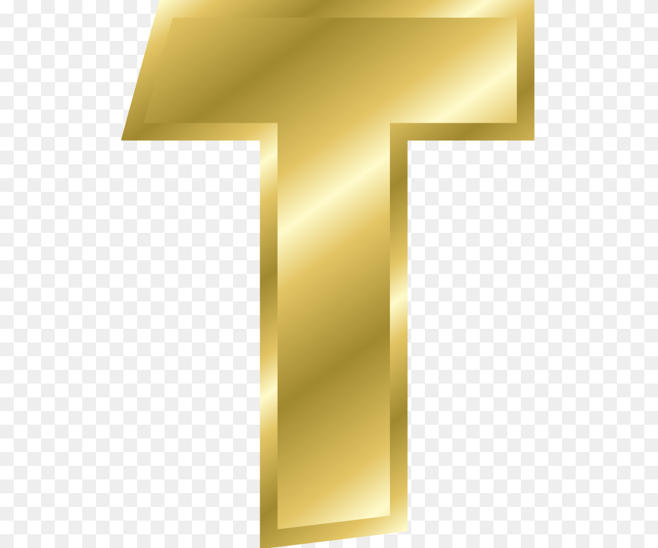 Gold Alphabet Letters The Letter T Lettering, Cross, Symbol, Text, Number Free Transparent Png