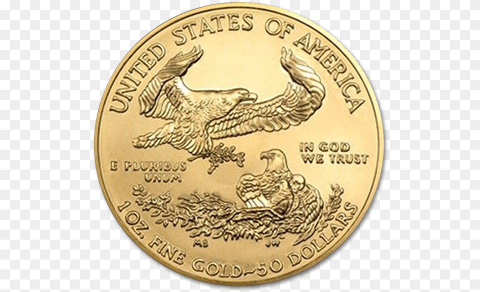 Gold American Eagle 1 Oz Coin With Bitcoin American Gold Eagle, Animal, Bird, Chicken, Fowl Free Png Download