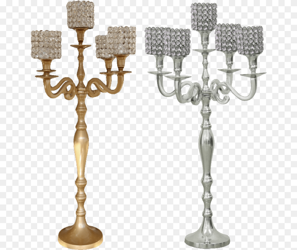 Gold Amp Silver Candelabra With Crystal Tops Silver Candelabras, Lamp, Chandelier, Candle, Candlestick Free Png