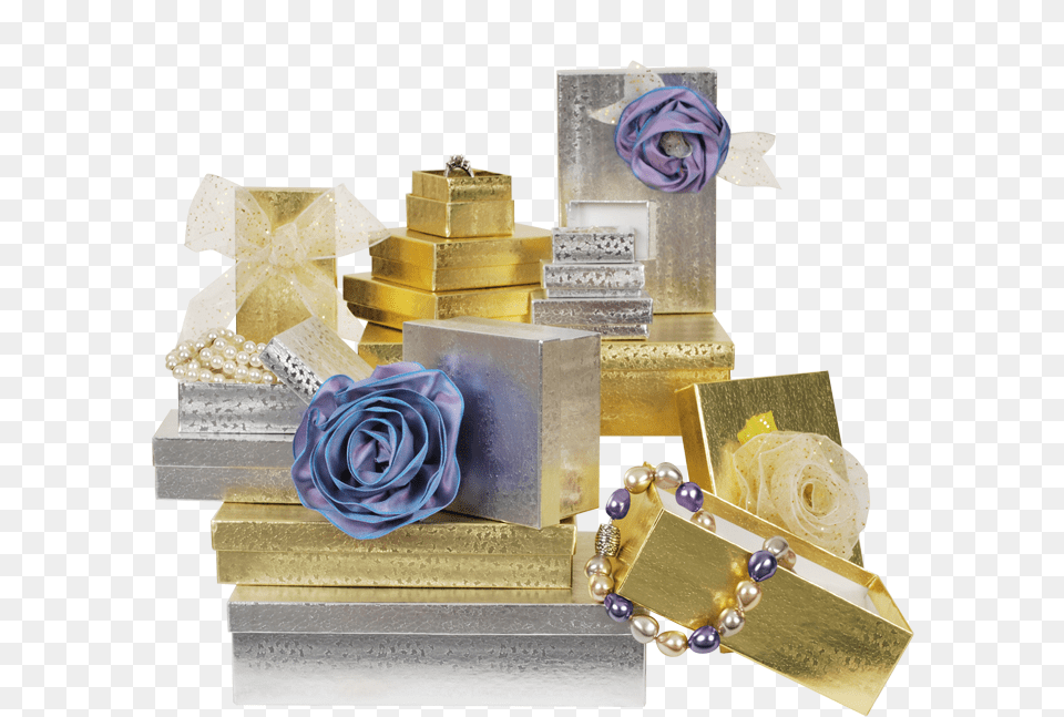 Gold Amp Silver Foil Jewelry Boxes Wrapping Paper, Flower, Plant, Rose, Cross Free Png Download
