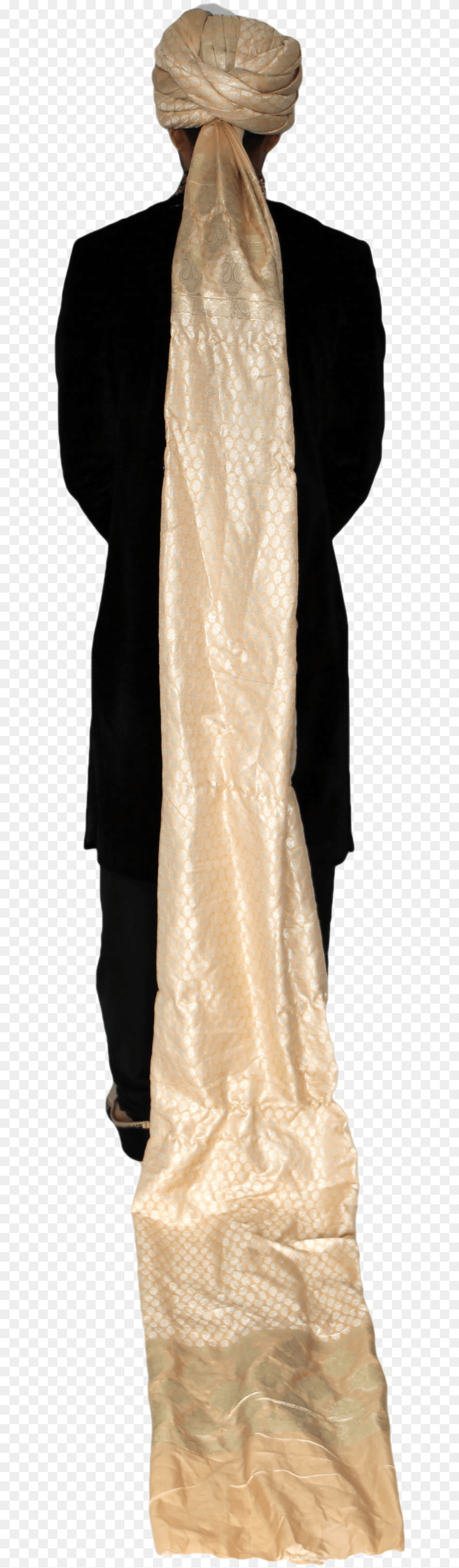 Gold And Champagne Patterned Turban Safa Hat Cape, Clothing, Scarf, Stole, Adult Png Image
