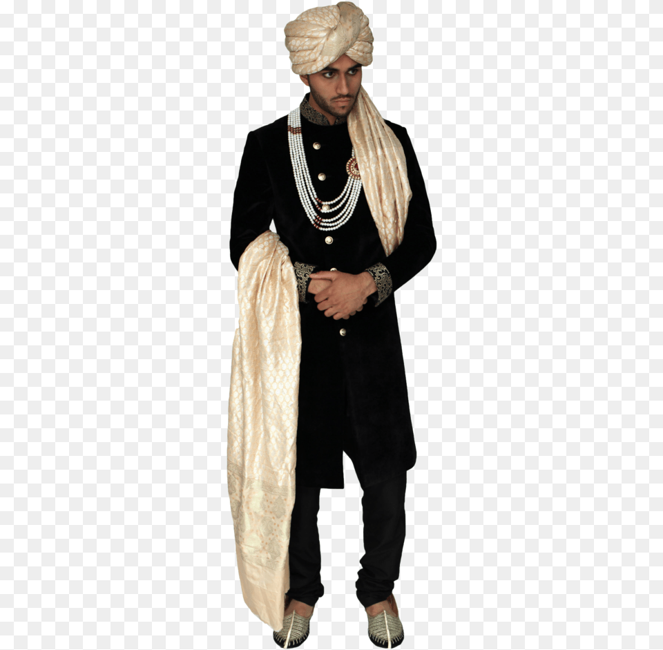 Gold And Champagne Patterned Turban Safa Hat Costume Hat, Adult, Person, Man, Male Free Png Download