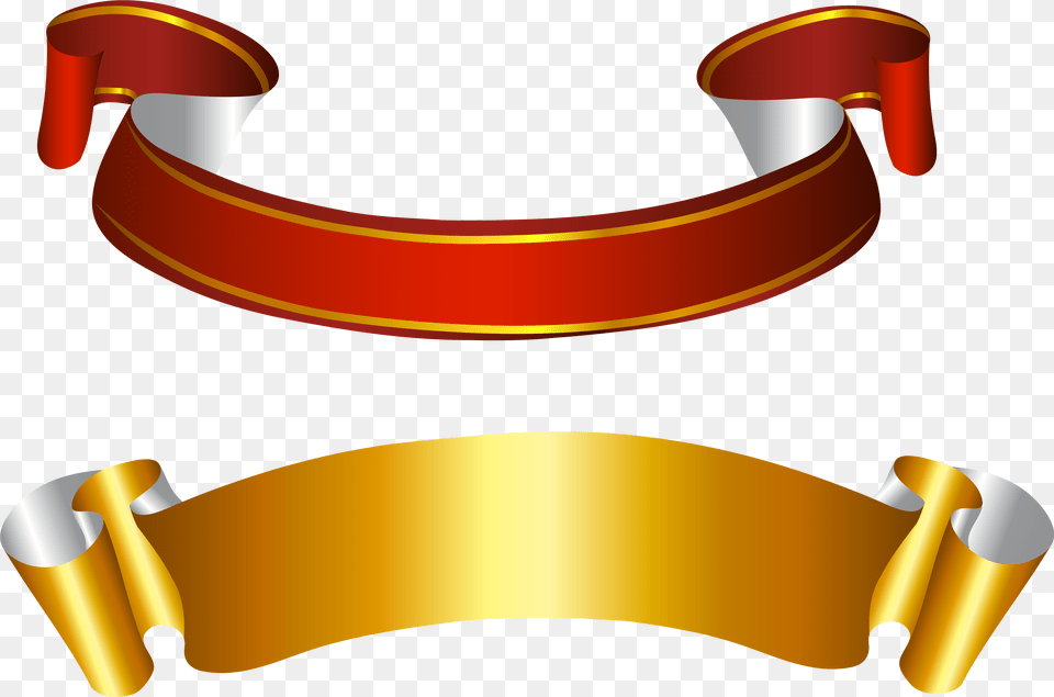 Gold And Red Banners Transparent Picture Curved Ribbon, Smoke Pipe, Text, Document, Scroll Png