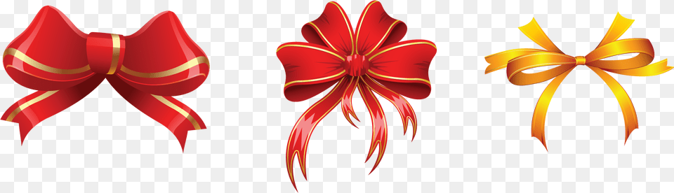 Gold And Red Bows Decorations Clipart Picture Clip Art, Flower, Plant, Gift Png Image