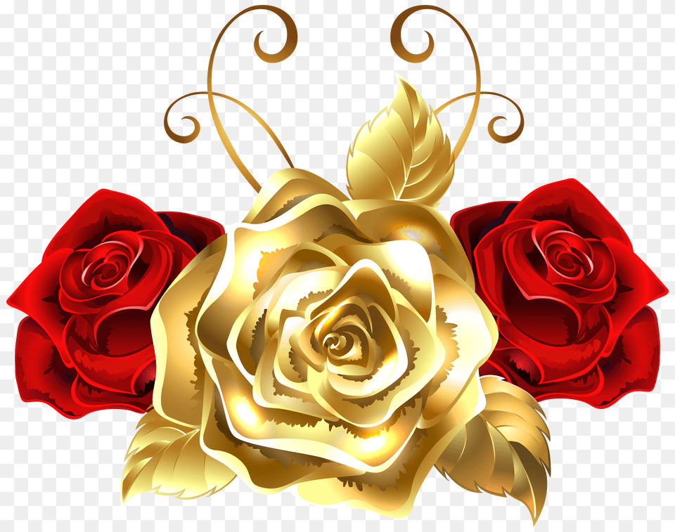Gold And Red Roses Clip Art Gold Roses Free Png