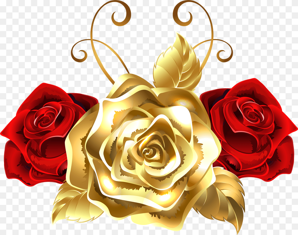 Gold And Red Roses Clip Art Gold And Red Roses Png Image