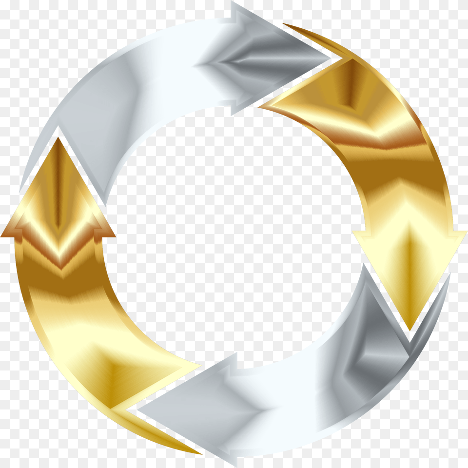 Gold And Silver Circular Arrows Icons, Disk, Symbol Png Image