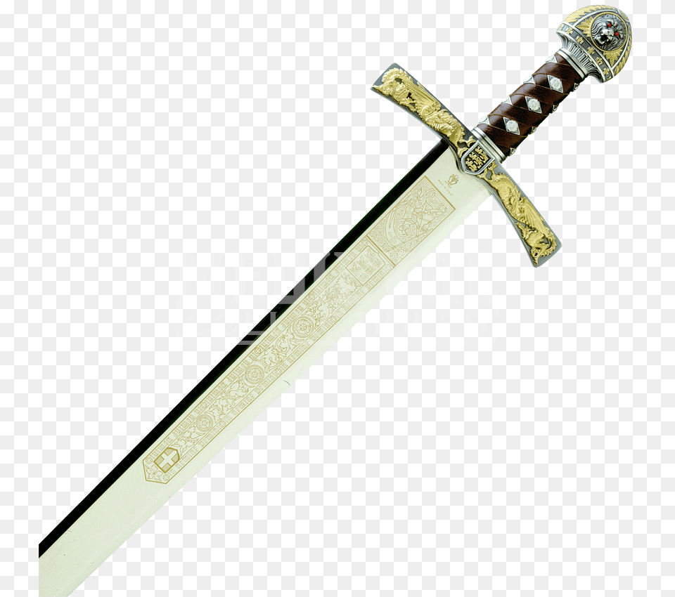 Gold And Silver King Richard The Lionheart Sword By Gold And Silver Sword, Weapon, Blade, Dagger, Knife Png