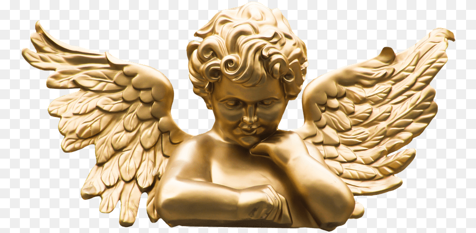 Gold Angel Statue, Baby, Person, Bronze, Face Free Png Download