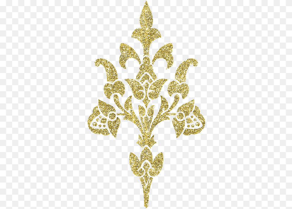 Gold Authentic Silvery Flowering Pattern Golden Pattern Transparent, Accessories, Jewelry, Brooch, Cross Png Image